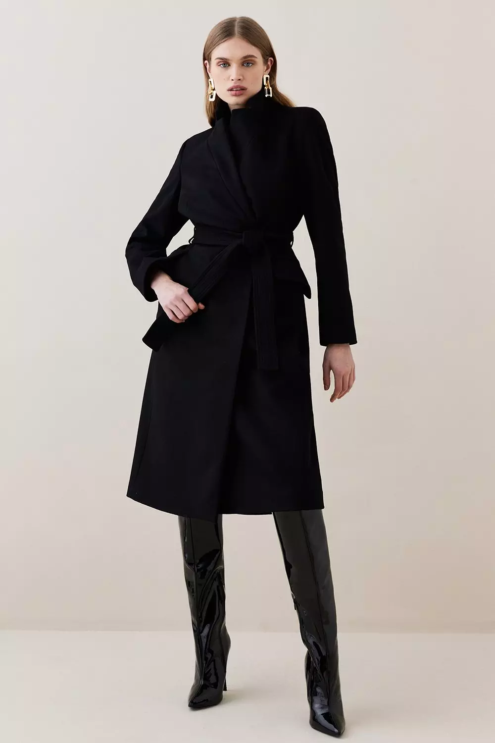 Italian Wool Cashmere Notch Neck Coat