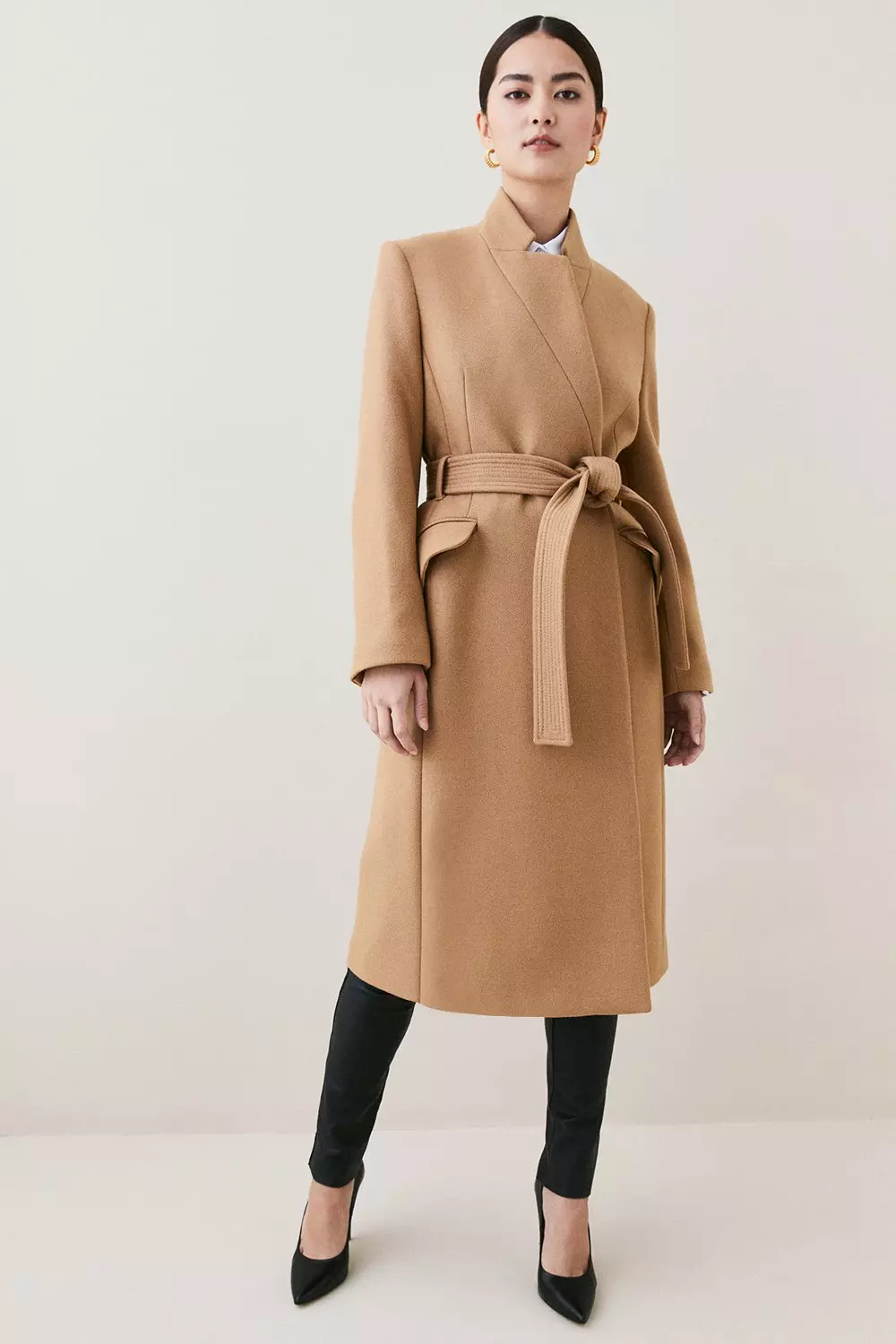 Petite Italian Virgin Wool Notch Neck Coat