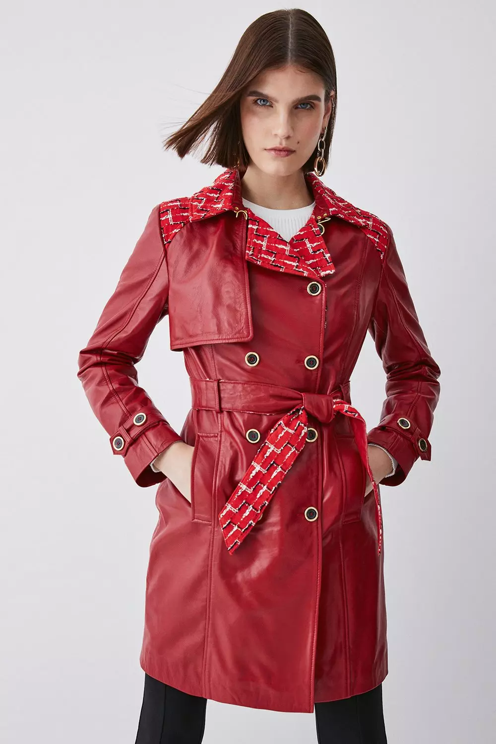 Karen millen red trench on sale coat