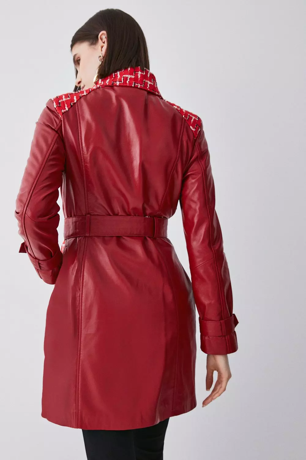 Short red trench on sale coat