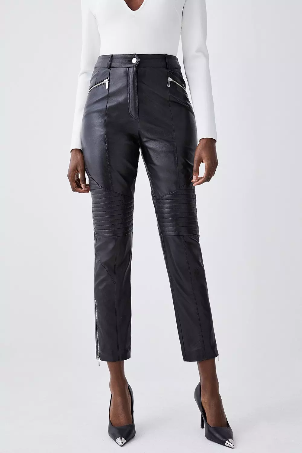 Balmain Skinny Leather Biker Pants, $3,655, STYLEBOP.com