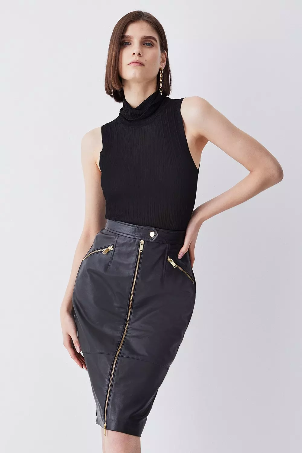 Leather pencil clearance skirt with zipper