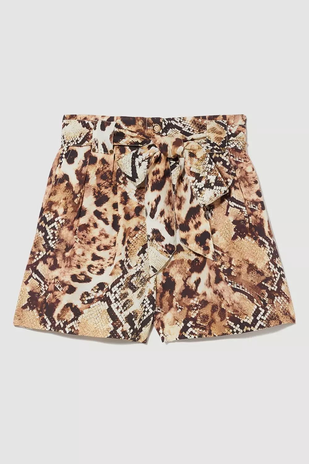 Animal Print Premium Linen Viscose Woven Short | Karen Millen