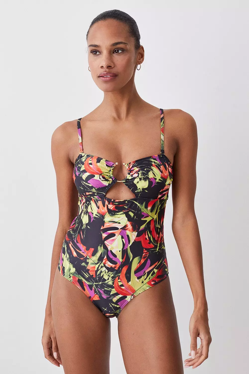 Palm print store one piece swimsuit