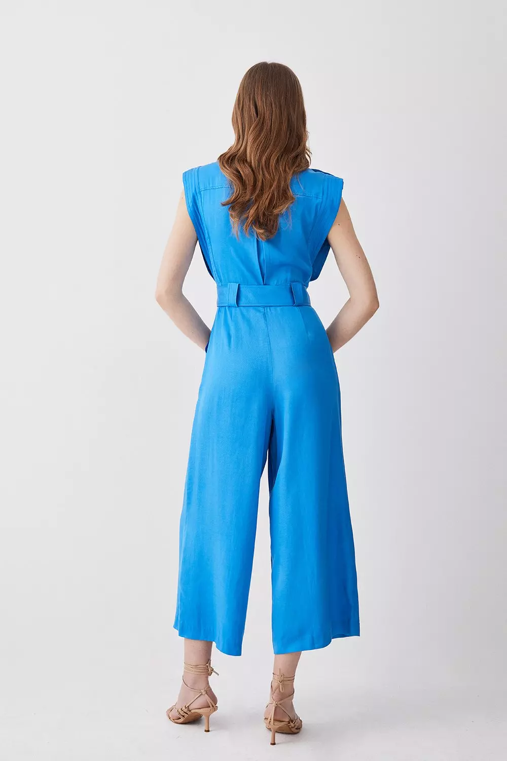 Blue Casual Linen Sleeveless Jumpsuit ⊶ Jumpsuits ᑕ❶ᑐ