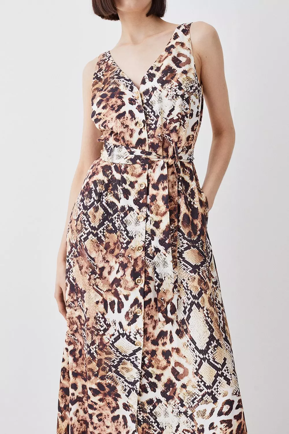 Karen millen animal hot sale print midi dress