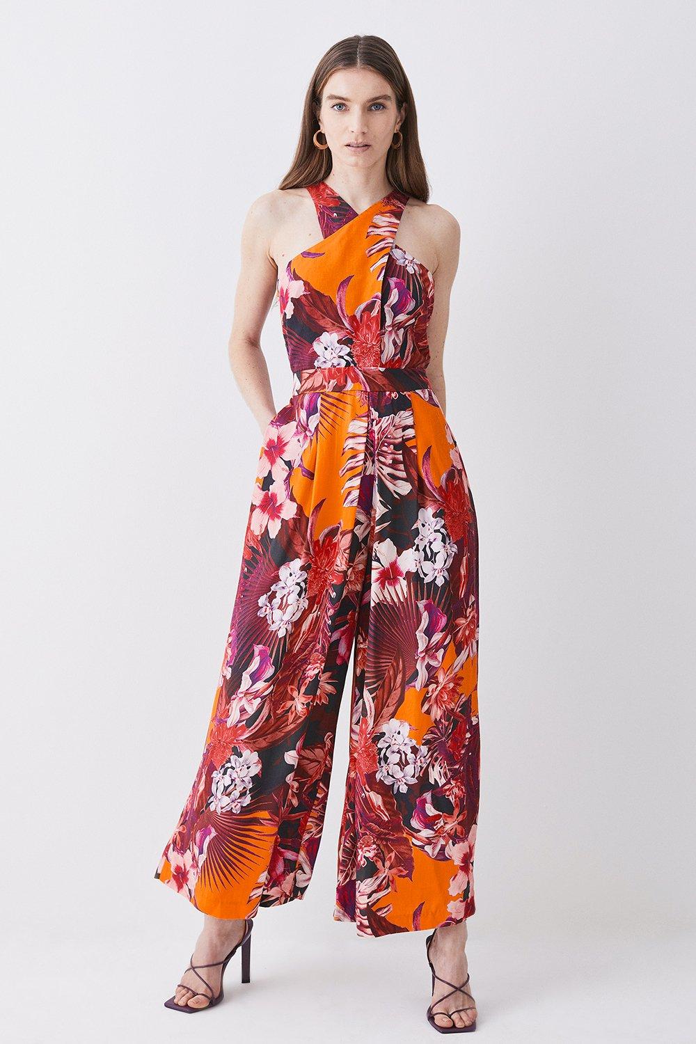 Lavish Alice | Pants & Jumpsuits | Halterneck Tailored Floral Jumpsuit Uk  Us 6 | Poshmark