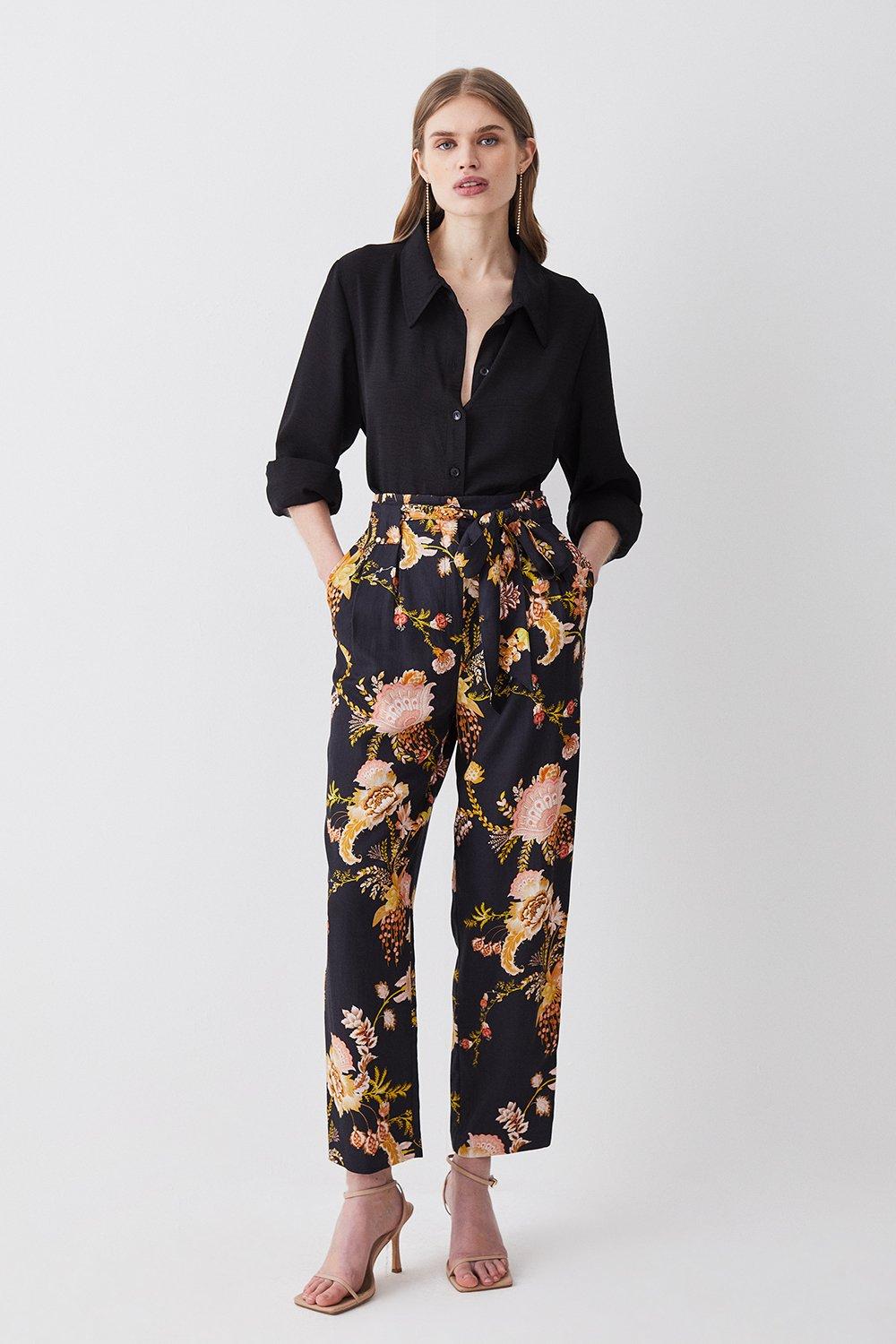 Vero Moda Curve Black Floral Satin High Waist Wide Leg Trousers | New Look