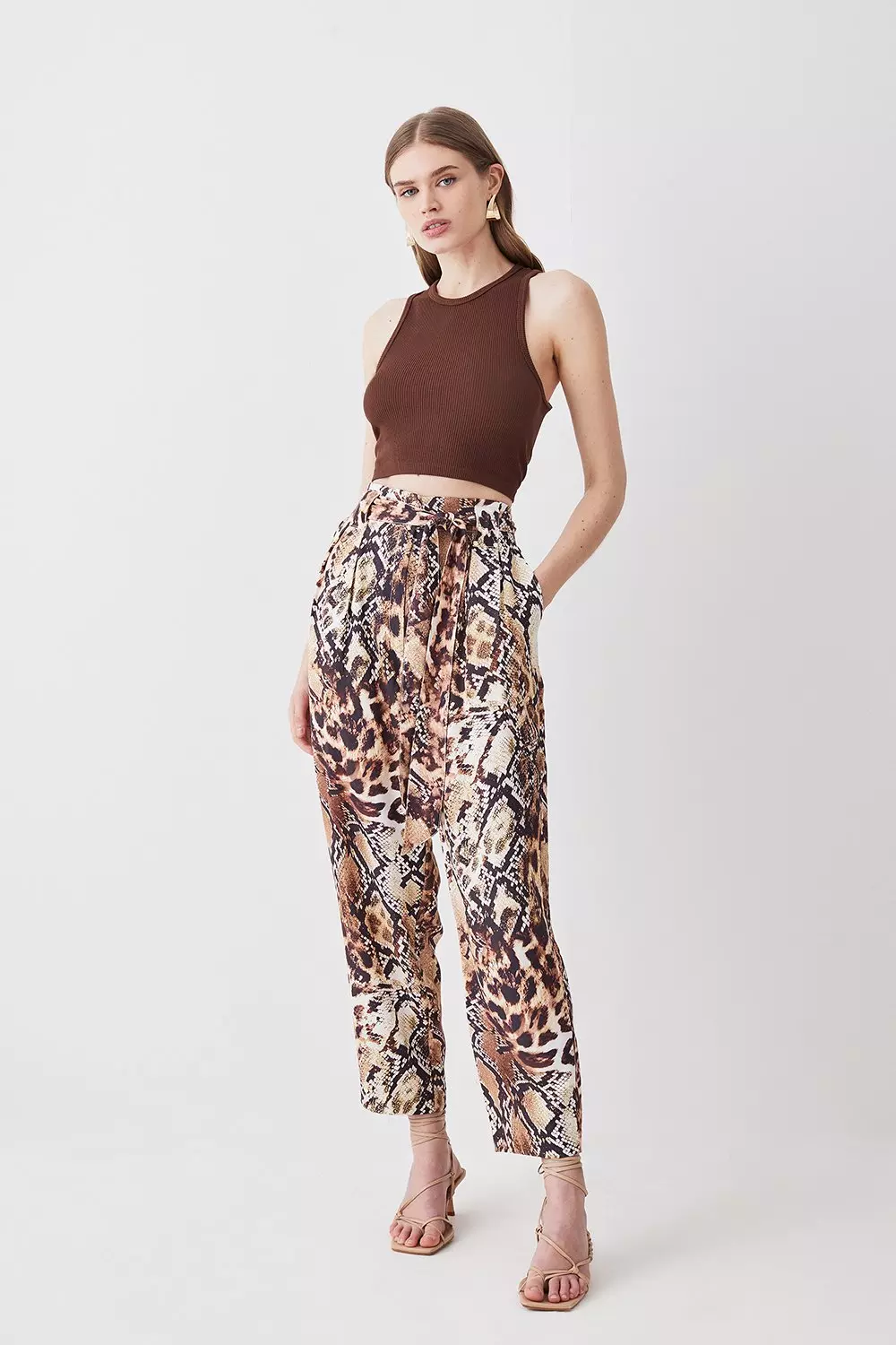 High waist store snake print trousers