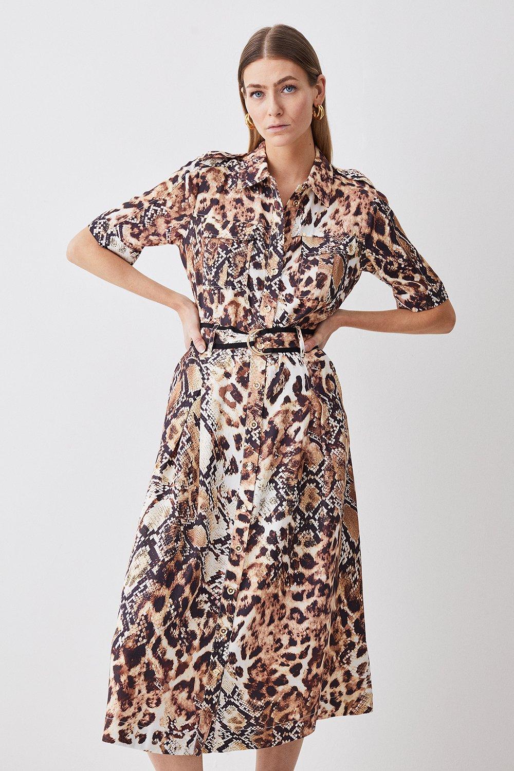 Karen millen leopard store print shirt dress