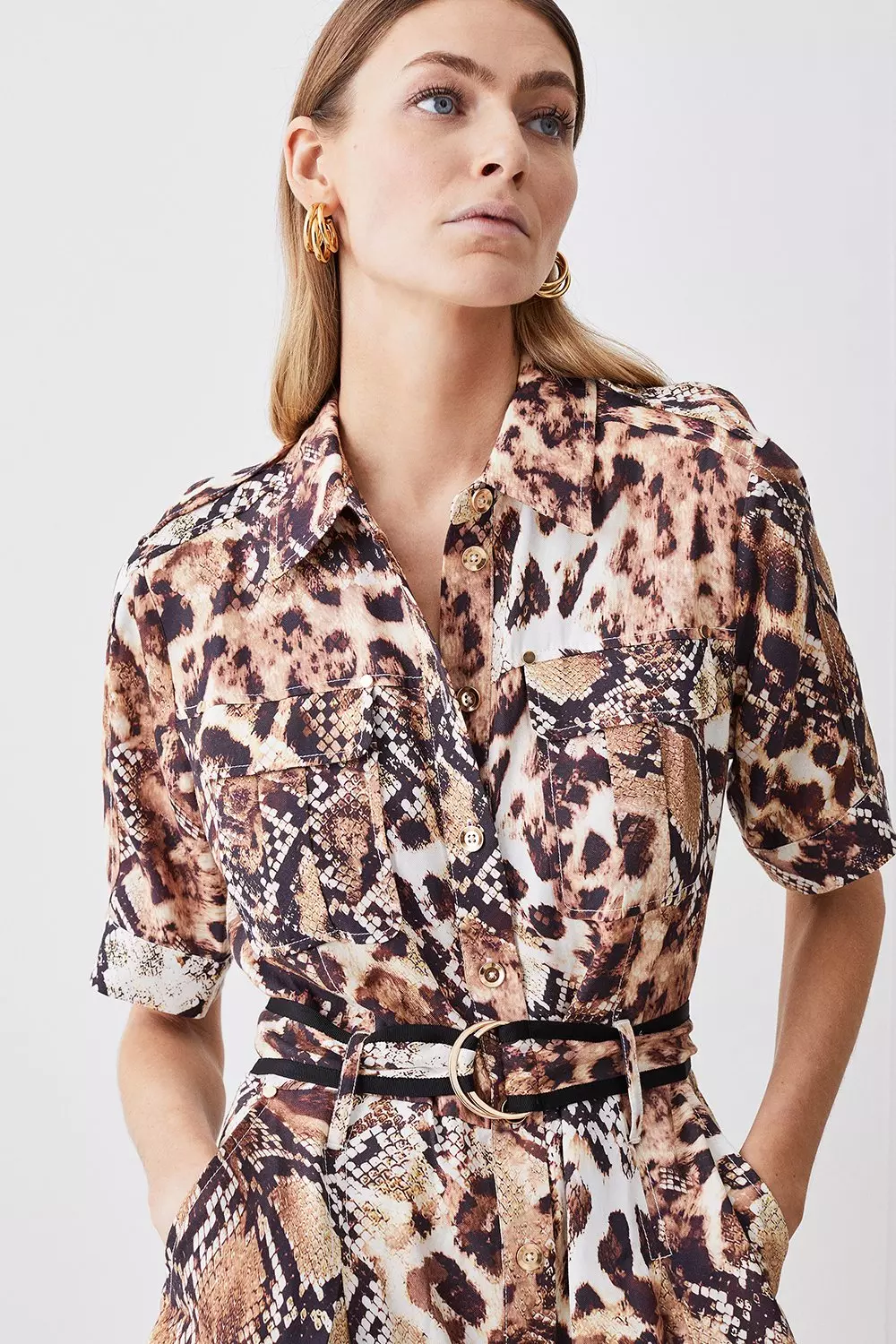 Animal print shirt dress - Women