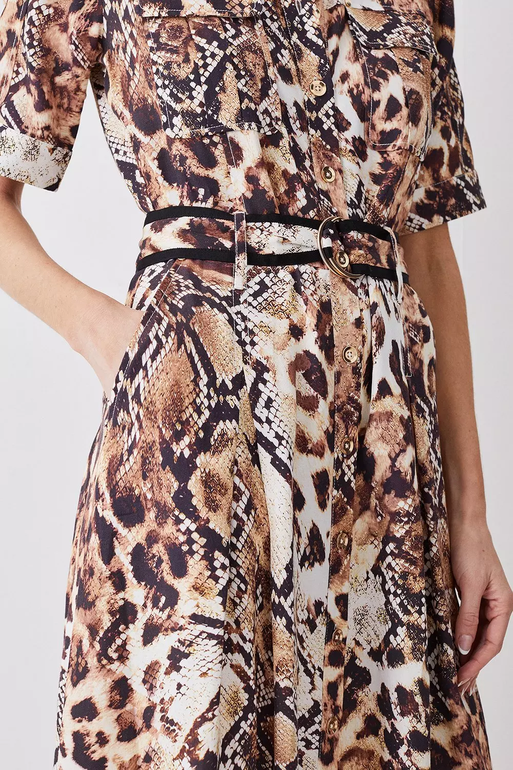 Missguided snake best sale print shirt dress