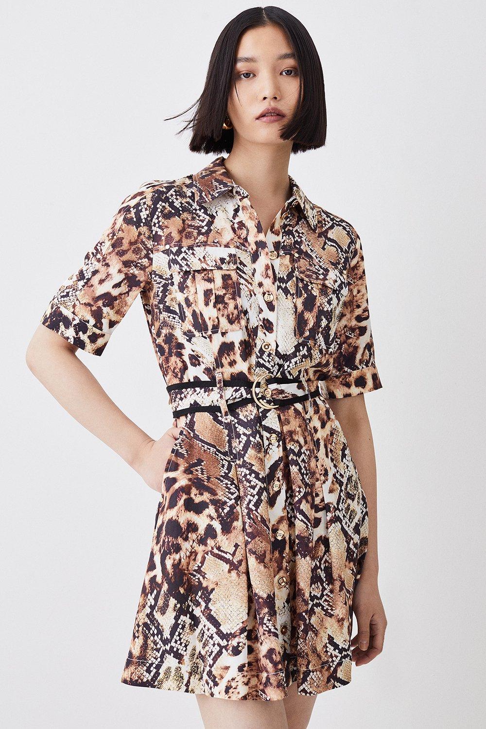 Zara leopard outlet print shirt dress