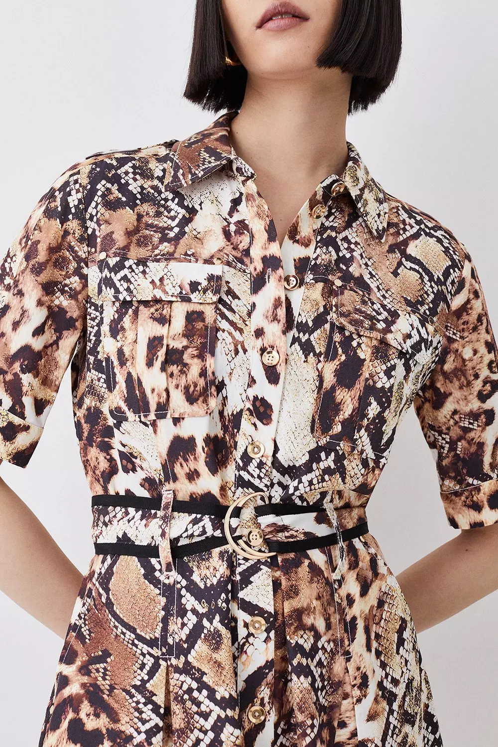 Karen millen leopard outlet print shirt dress