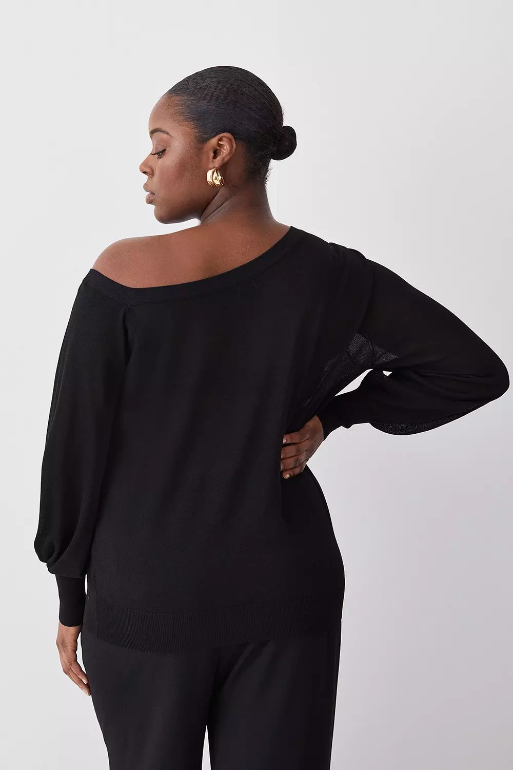 Plus Size Knitted Off The Shoulder Long Sleeve Sweater Karen Millen