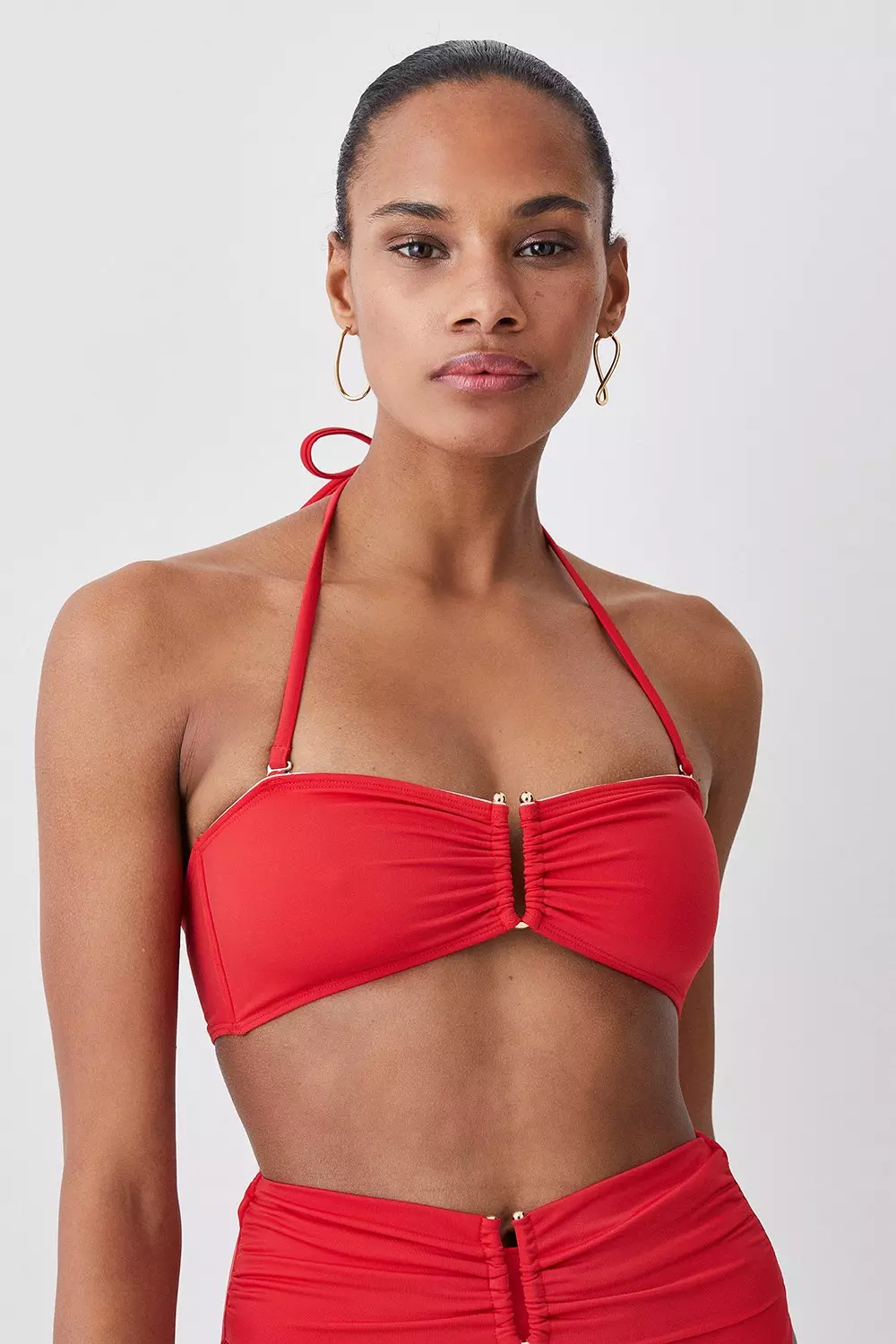 Ruffle Bikini Top With Detachable Straps | Karen Millen