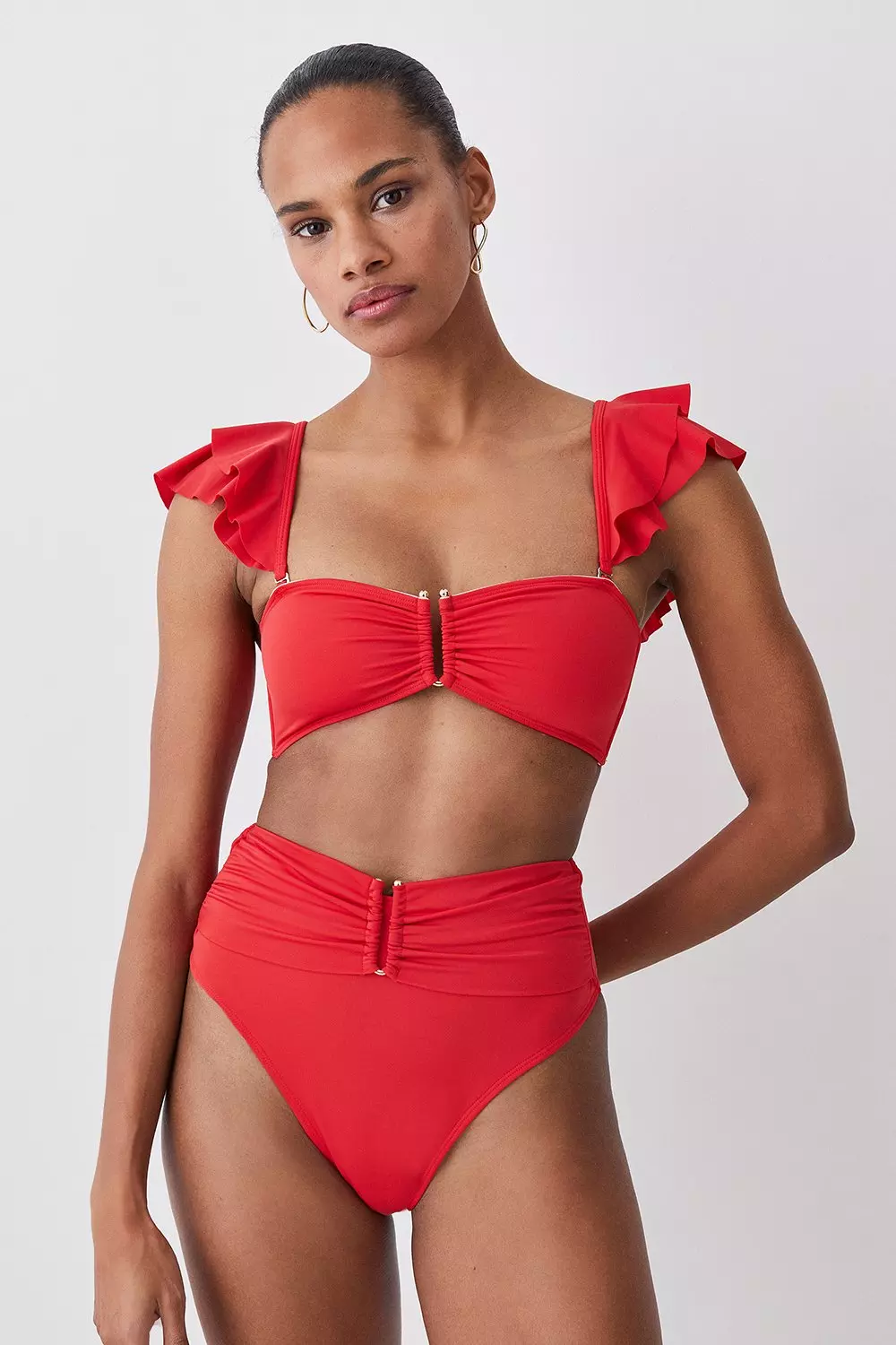 Ruffle Bikini Top With Detachable Straps Karen Millen