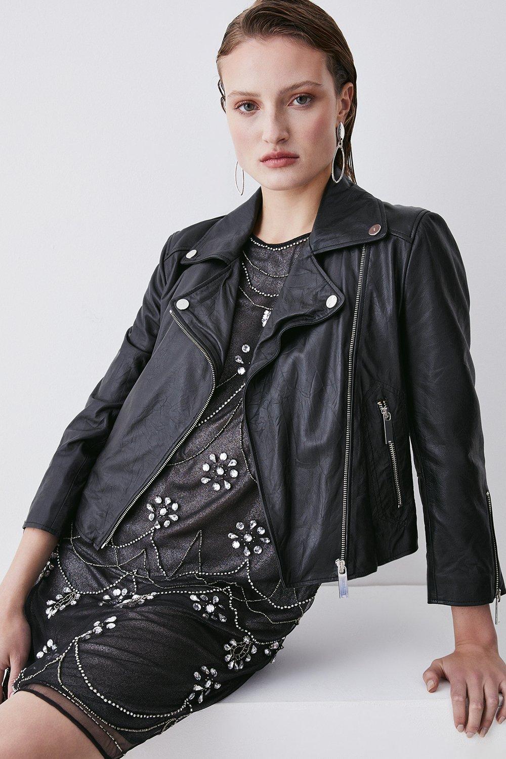 Karen millen velvet biker jacket sale