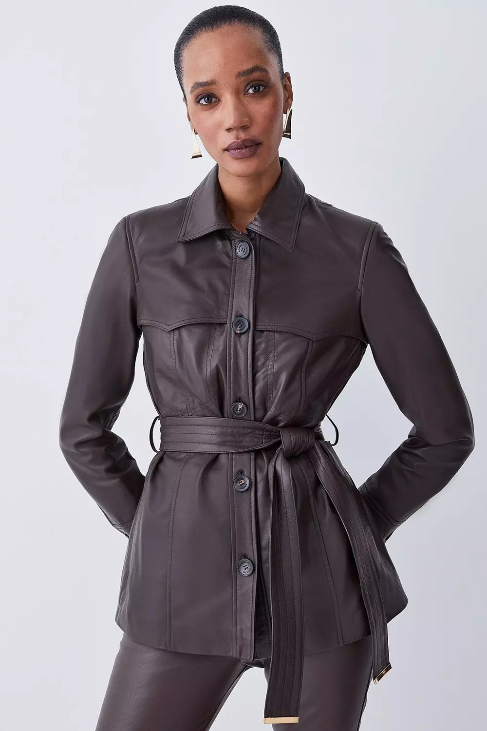 Faux leather utility jacket sale