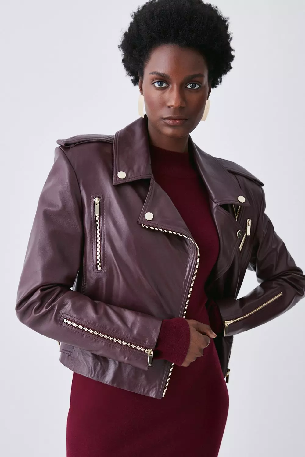 Zara burgundy hot sale leather jacket