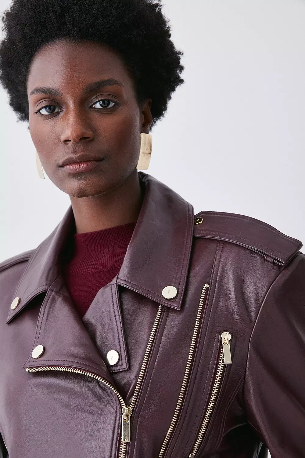 Zara burgundy best sale leather jacket