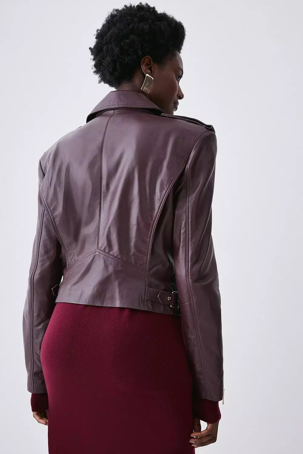 Karen millen clearance burgundy leather jacket