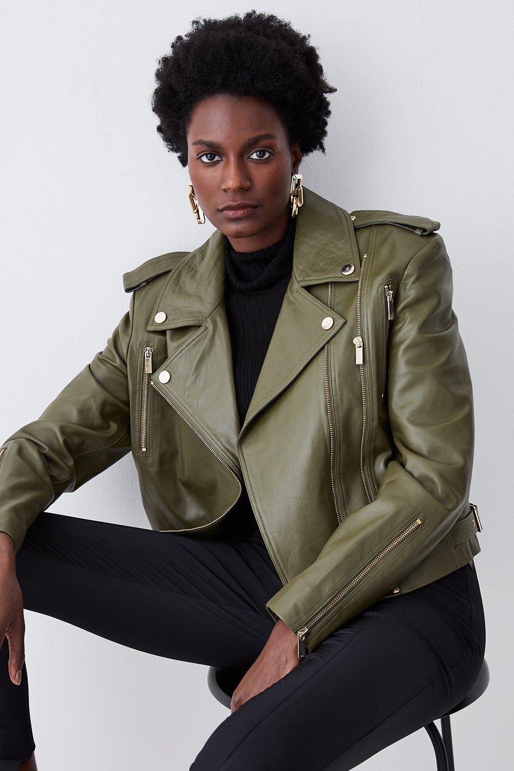 Leather Strong Shoulder Moto Jacket