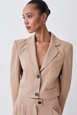 Camel Soft Twill Tailored Crop Jacket