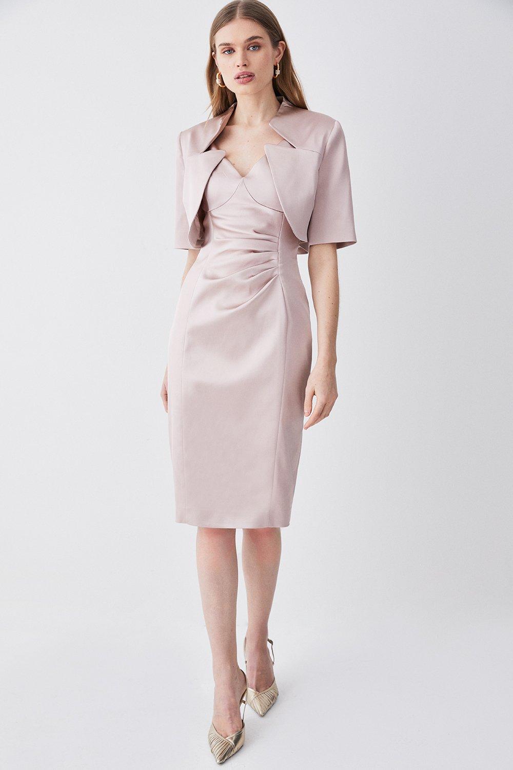 Italian Structured Satin Dress & Jacket Co Ord | Karen Millen