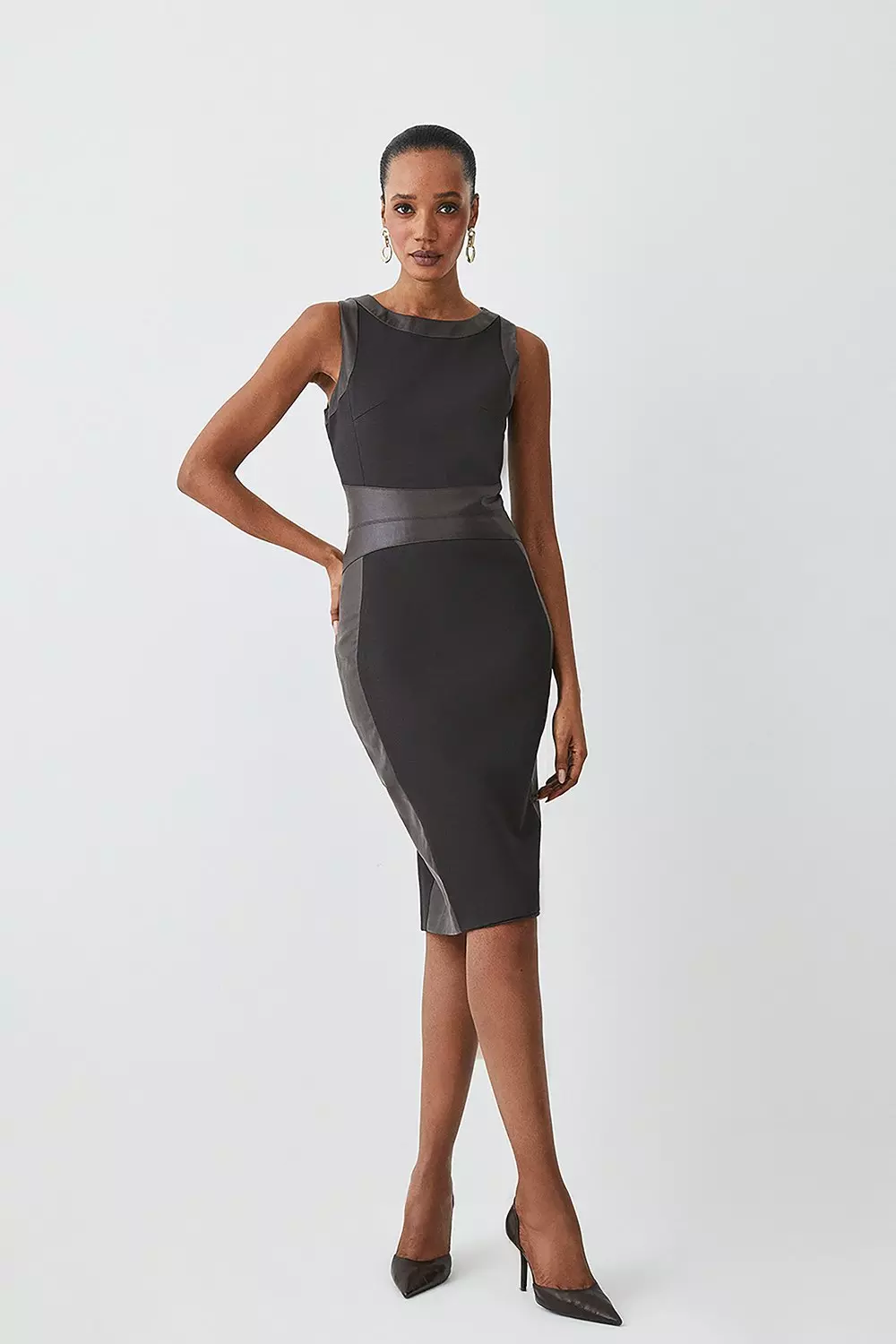 Dkny black discount dress with leather