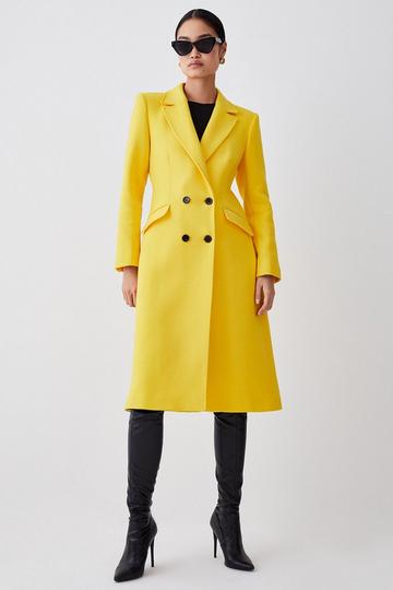 Yellow Italian Wool Fitted Coat