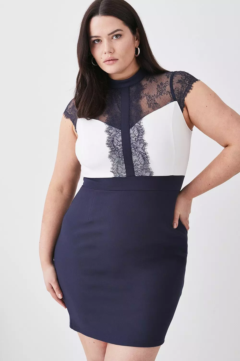 Plus size lace mini hot sale dress