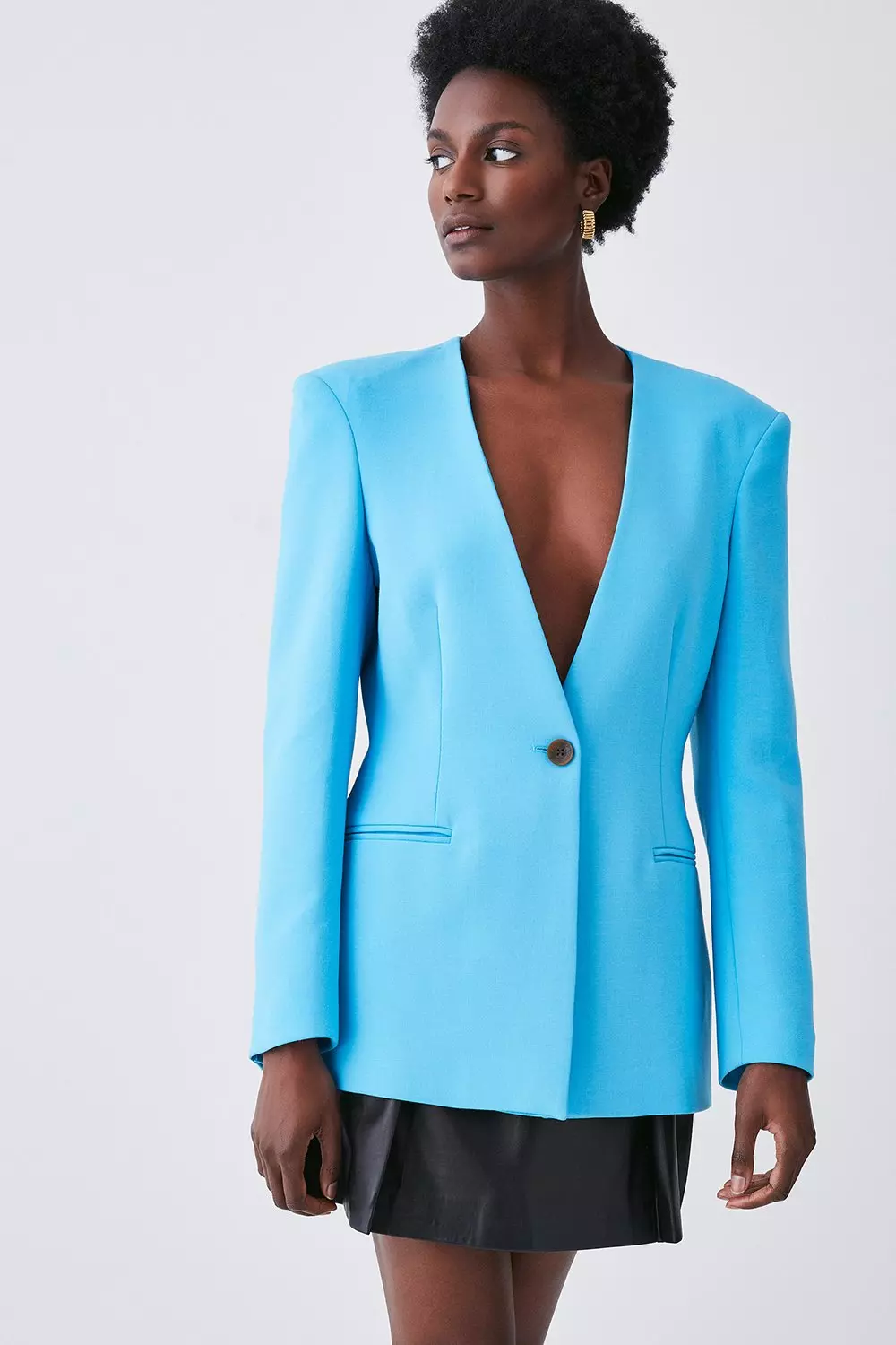 Petite 2025 collarless blazer