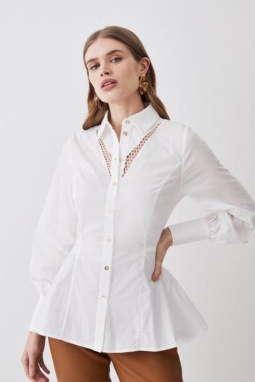 White Cotton Cutwork Woven Shirt