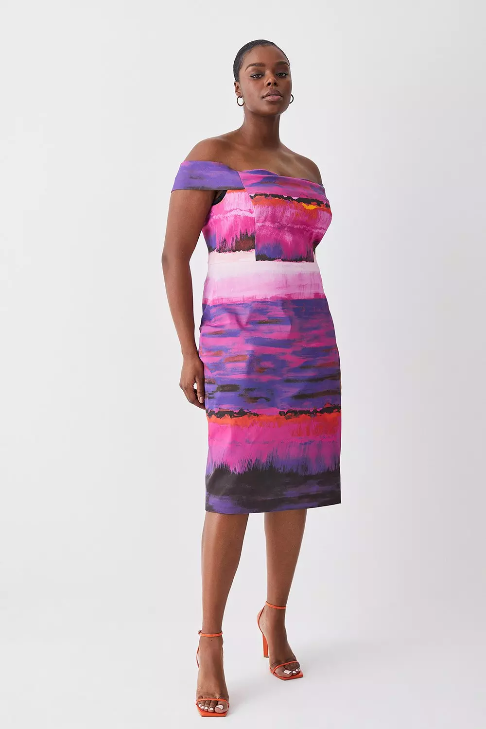 Sasha Multicoloured Strapless Ruched Midi Dress