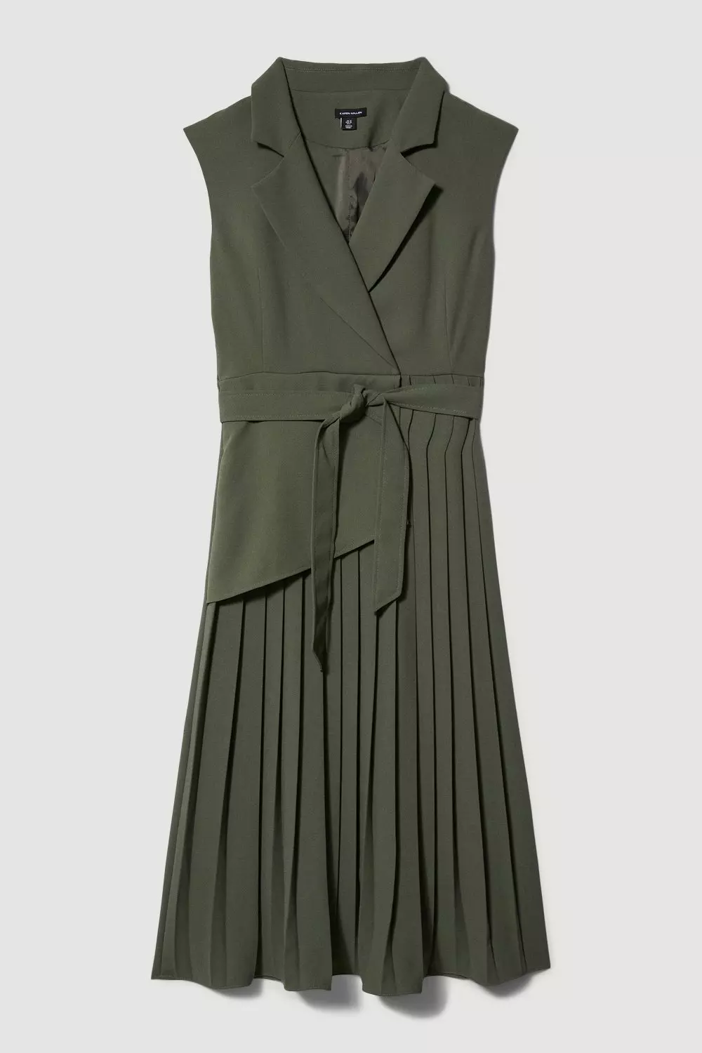 Military Pleat Sleeveless Midi Dress | Karen Millen