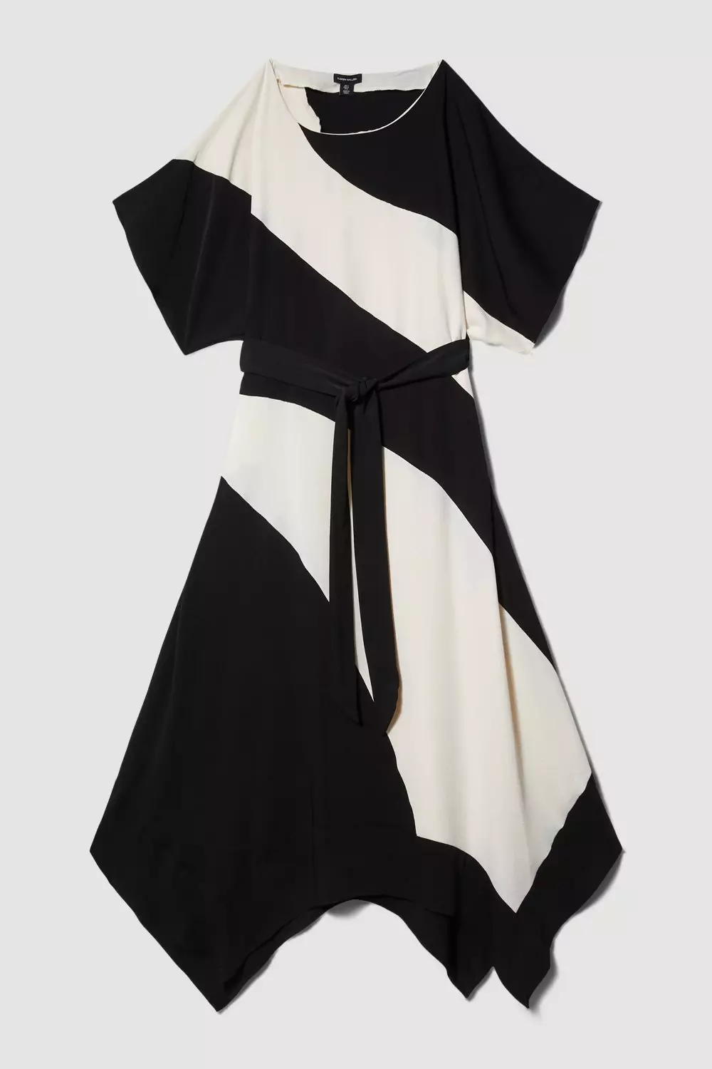 Black Midi Dress Asymmetrical Color Block