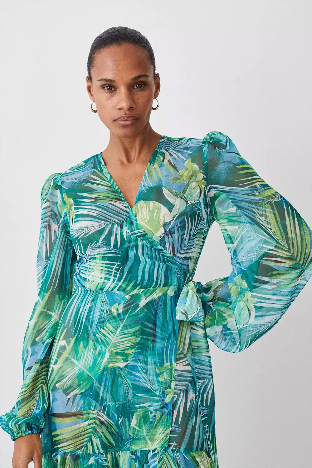 Tropical leaf shop print dress