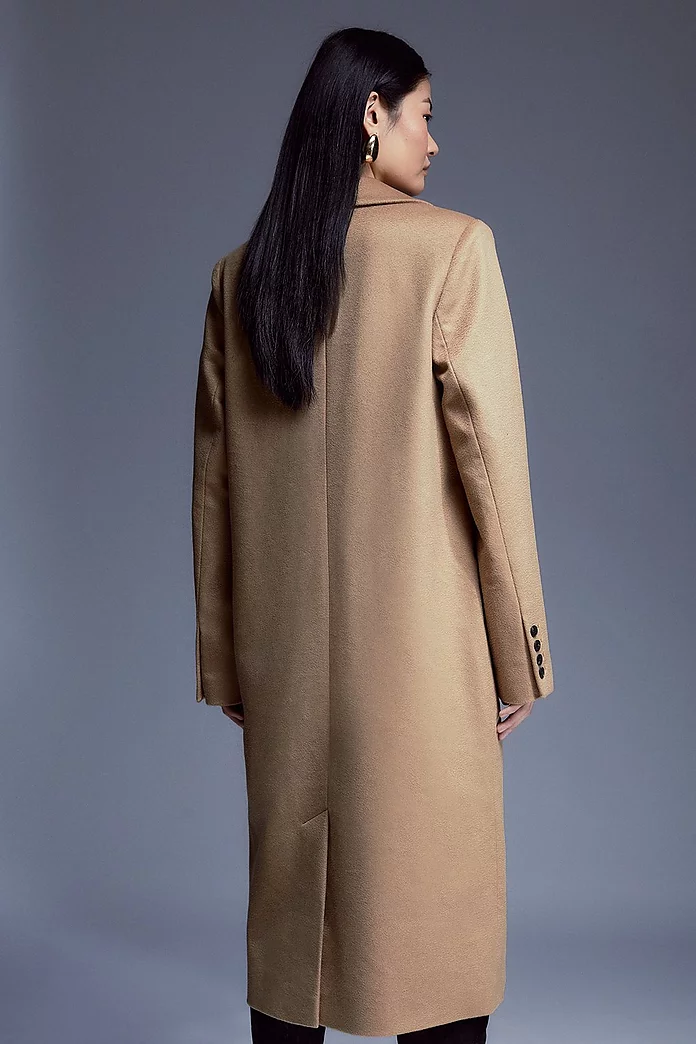Italian Luxurious Textured Wool Double Breasted Coat | Karen Millen