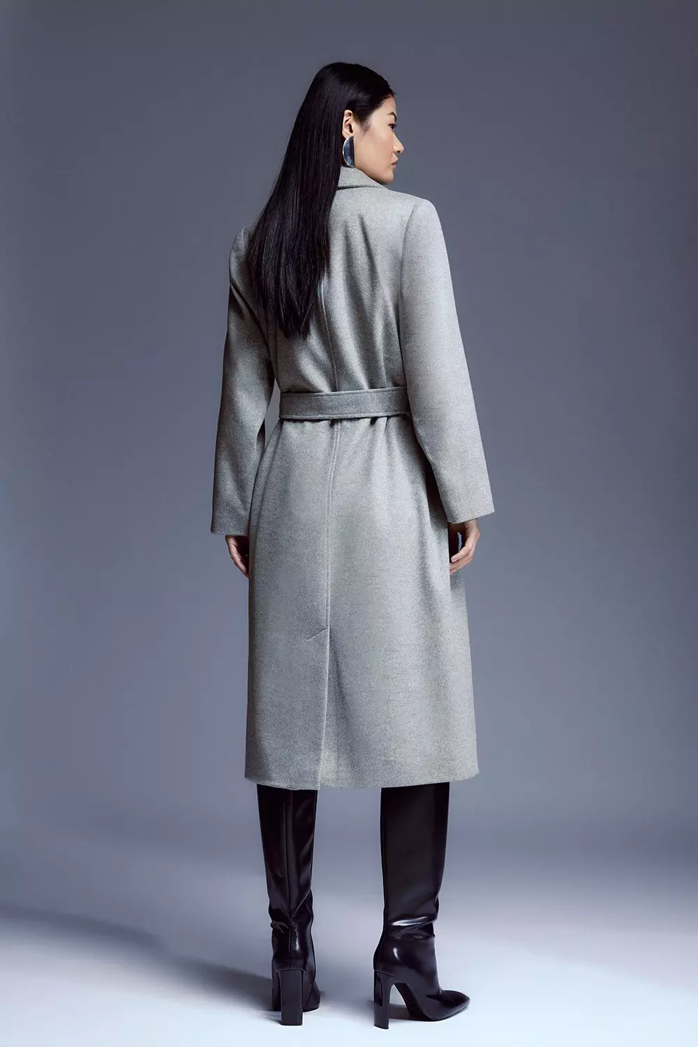 Apolline Grey Belted Wool Coat