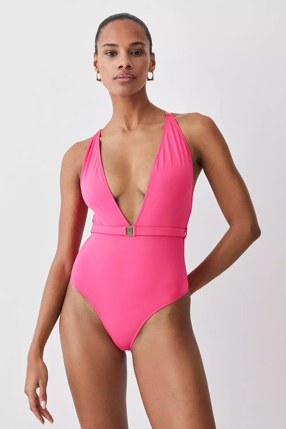 Plunge Belt Trim Detail Swimsuit