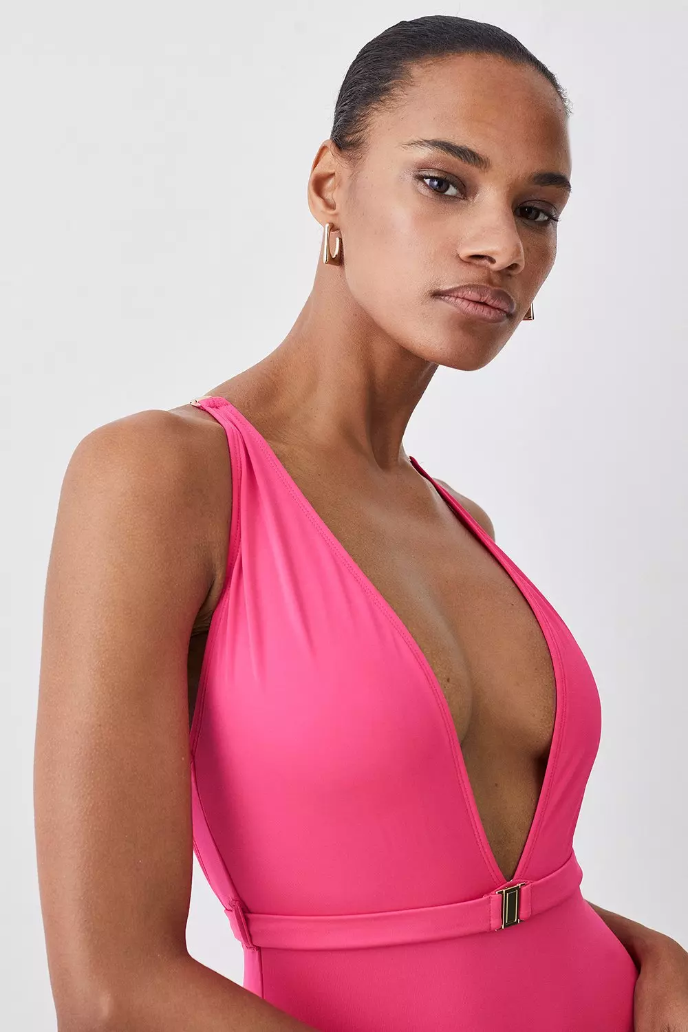 Plunge Belt Trim Detail Swimsuit | Karen Millen