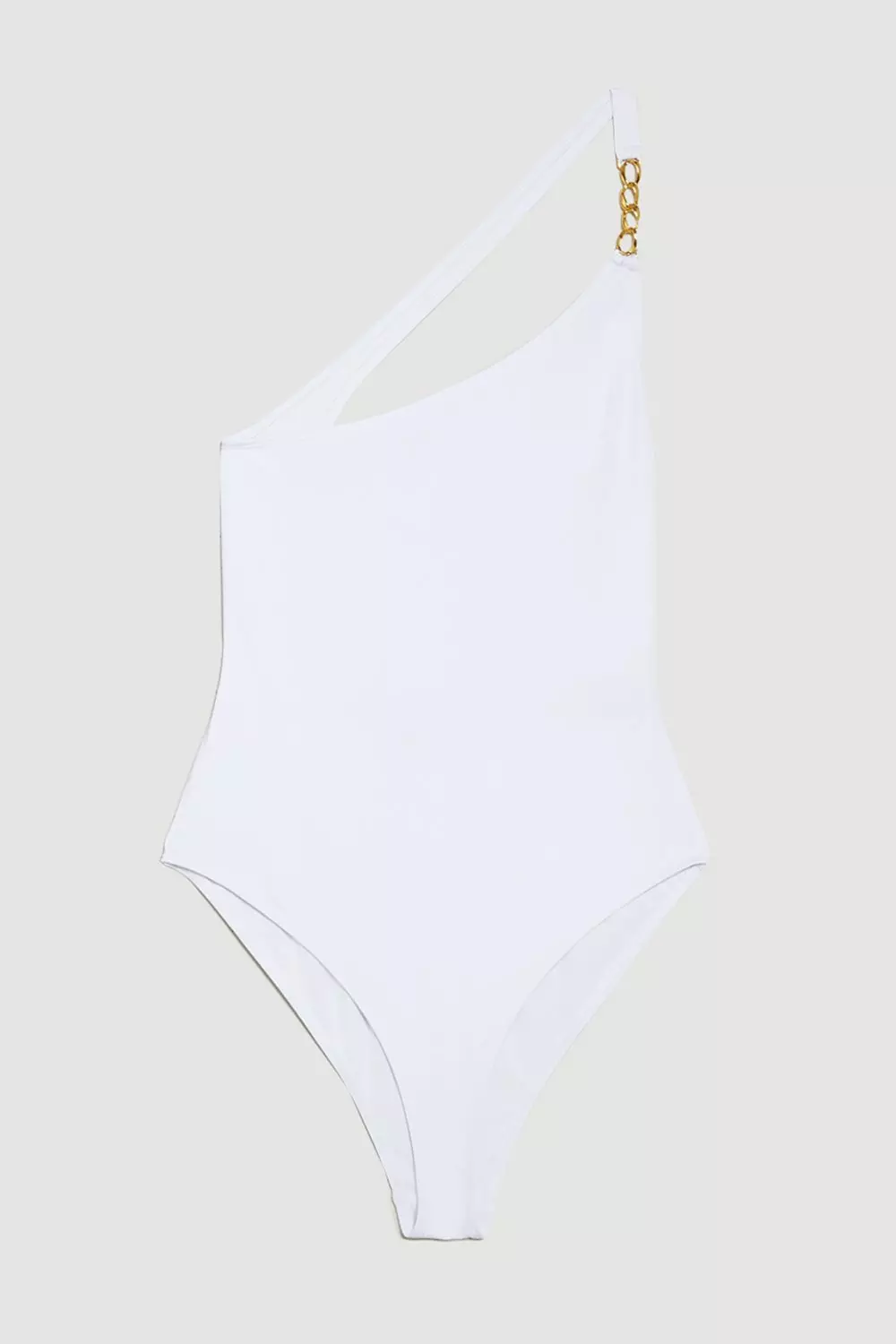 One Shoulder Chain Strap Cut Out Swimsuit | Karen Millen