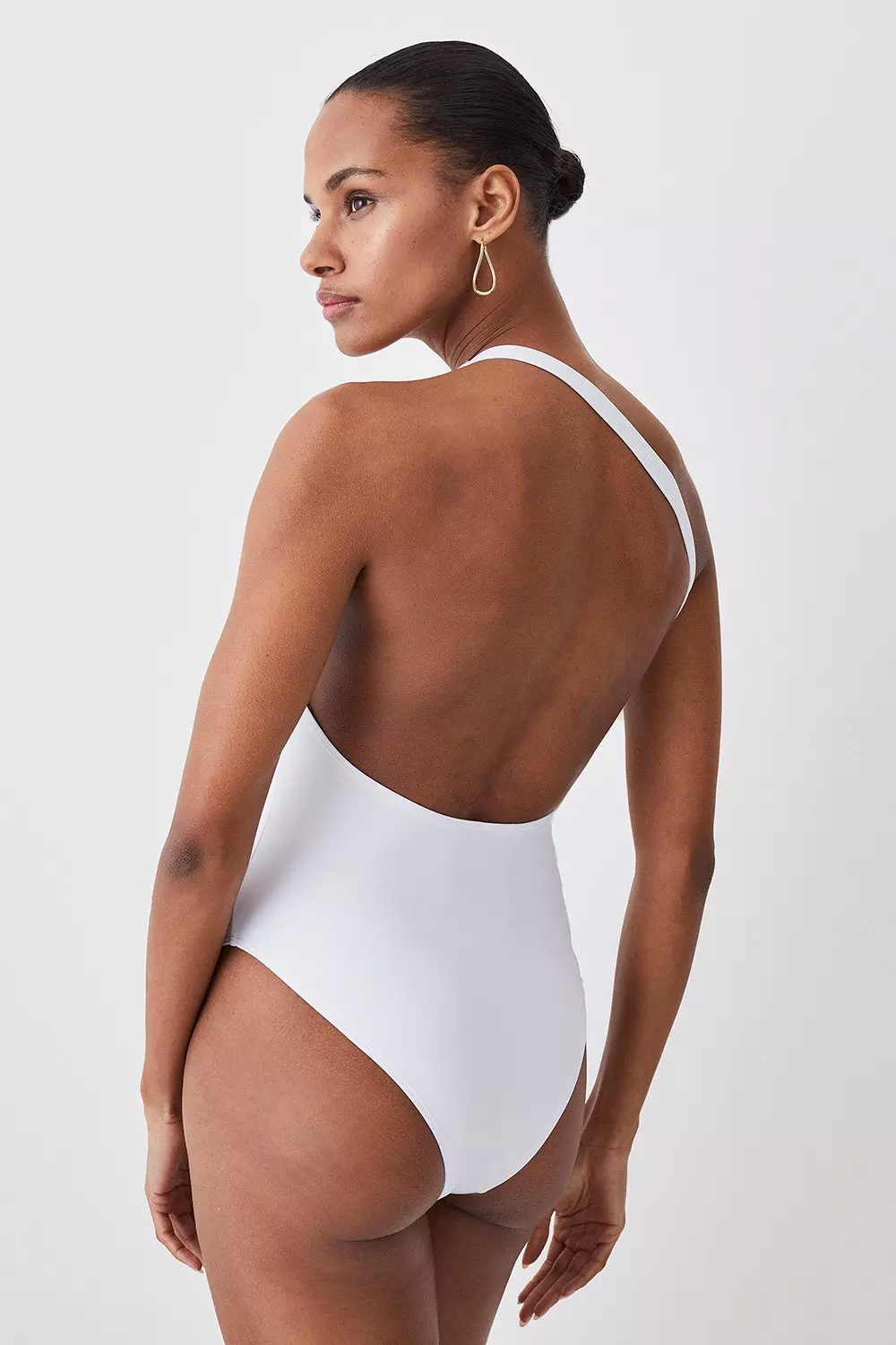 One Shoulder Chain Strap Cut Out Swimsuit