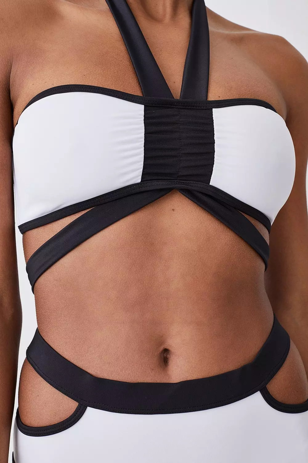 Mono Halter Neck Strap Detail Bikini Top | Karen Millen