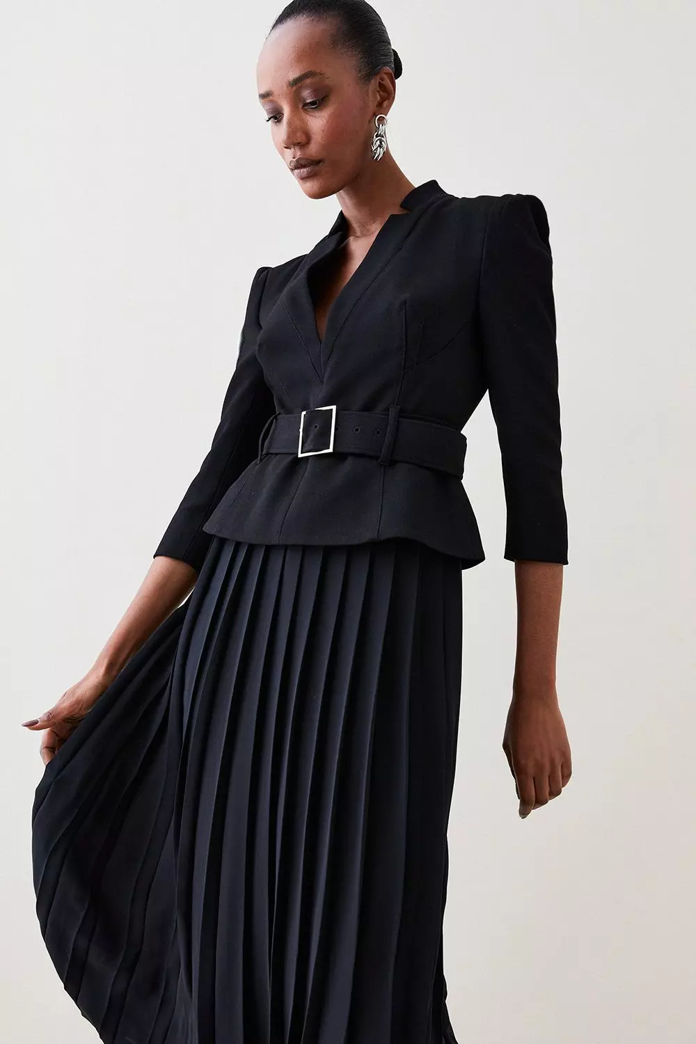 Karen millen black dress with belt sale