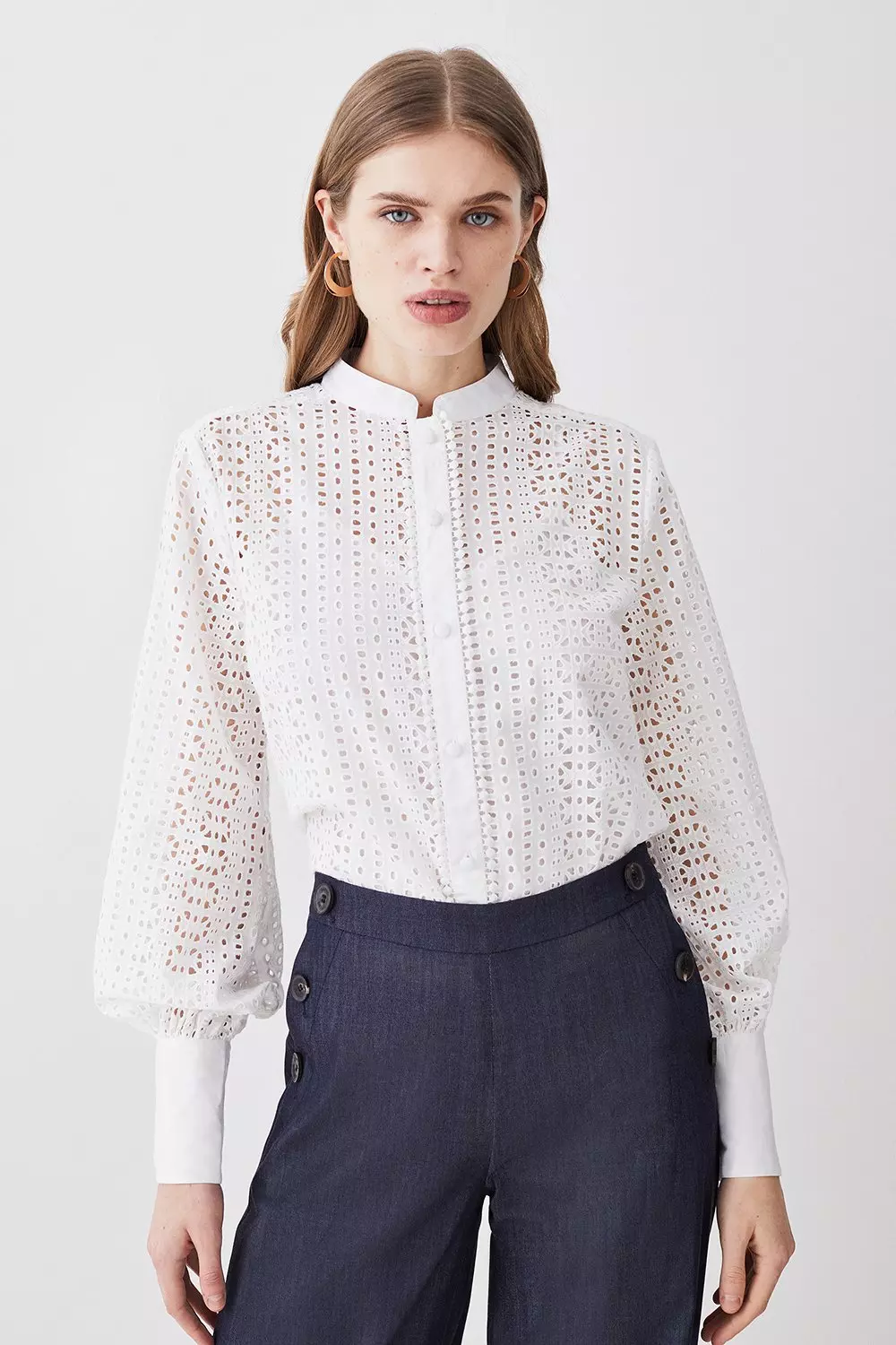 Cotton Broderie Blouse | Karen Millen