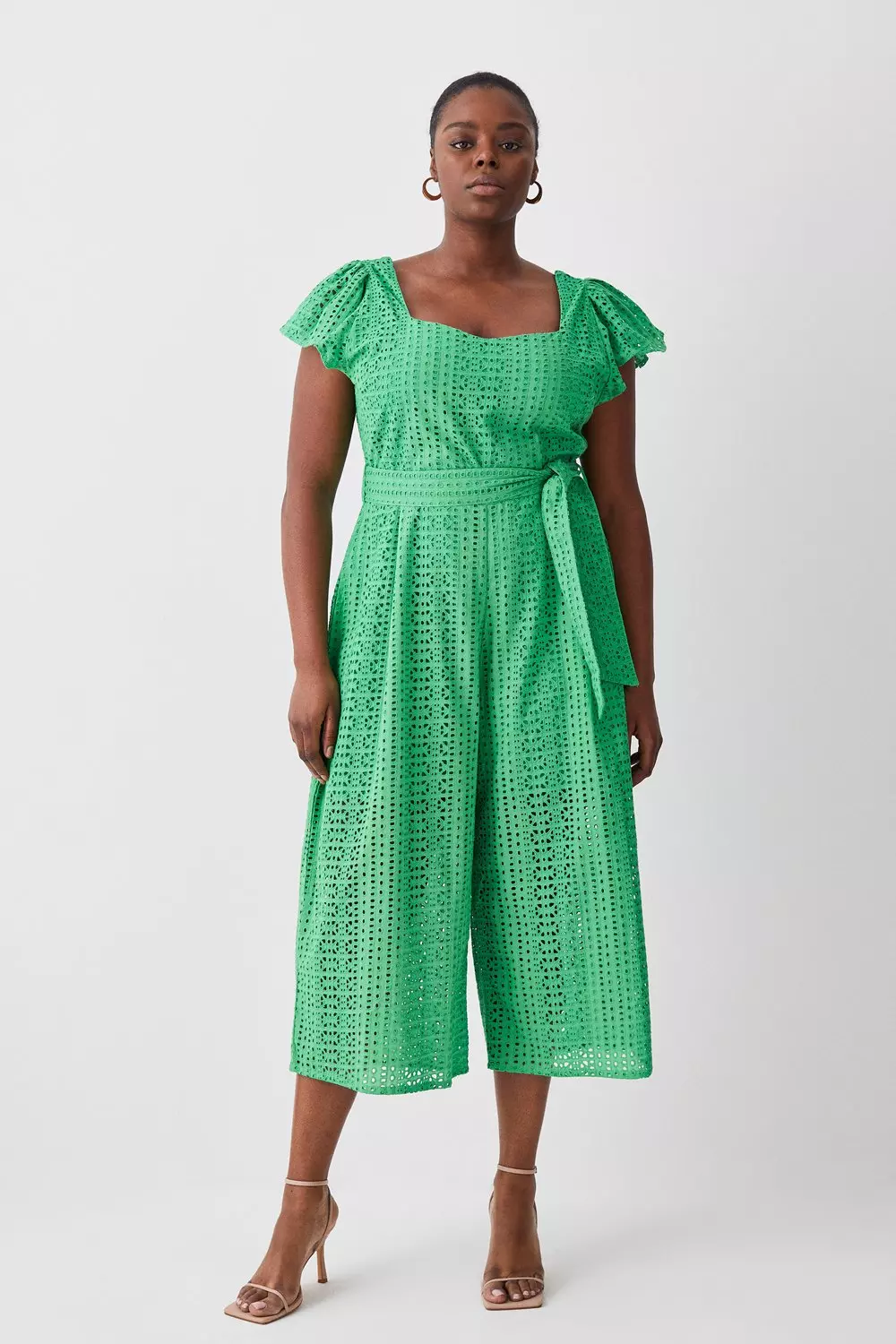 Belted cotton jumpsuit in green - Lemaire