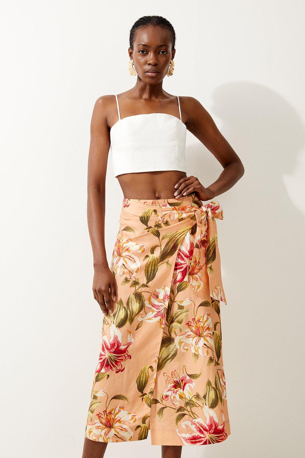 Miele floral midi outlet skirt