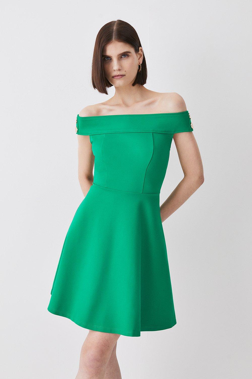 Green off the shoulder hotsell skater dress